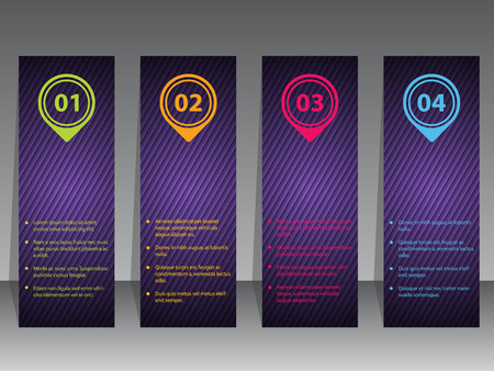 Abstract infographic label set with striped and color pointerのイラスト素材