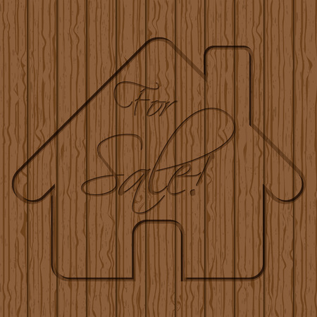 House sale sign carved in dark woodのイラスト素材