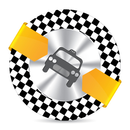 Metallic taxi badge design with checkered circle backgroundのイラスト素材