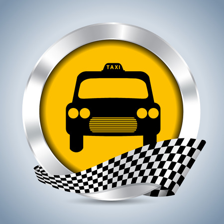 Metallic taxi badge design with checkered ribbon のイラスト素材