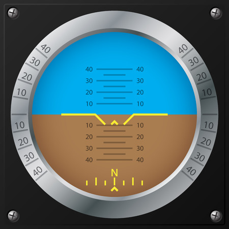 Attitude indicator design on screwed black plate for airplanesのイラスト素材
