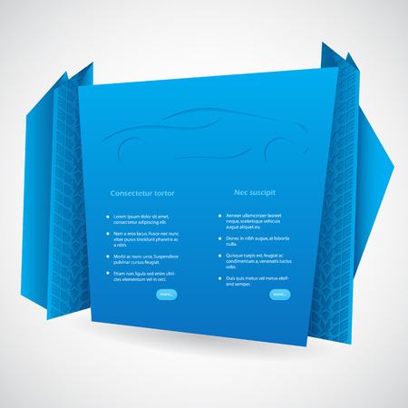Origami infographic design with car silhouette and tire trackのイラスト素材