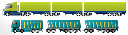 B triple road train trailer setups for cargo haulingのイラスト素材