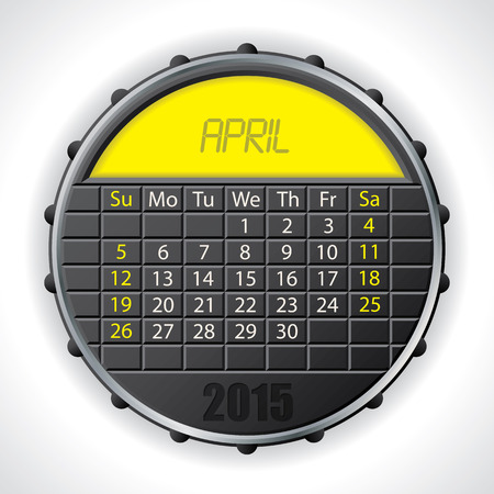 2015 april calendar design with color lcd displayのイラスト素材