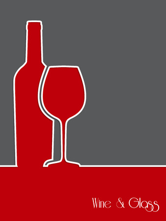 Wine background design with bottle and glass silhouetteのイラスト素材