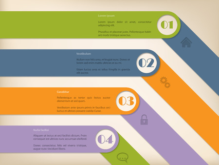 Simple infographic design with options icons and descriptionsのイラスト素材