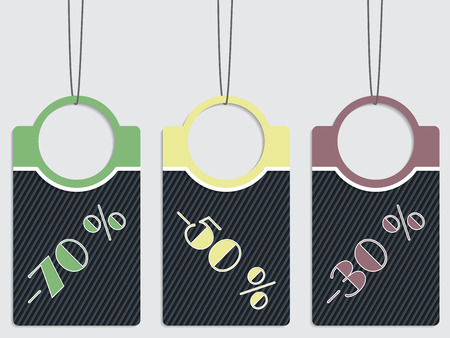 Striped discount label set of three hangingのイラスト素材