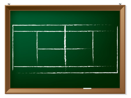 Tennis field drawn by hand on chalkboardのイラスト素材