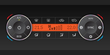Digital air condition dashboard design with dual ac and orange lcdのイラスト素材
