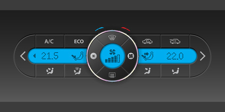 Digital air condition dashboard design with lots of options and blue lcdのイラスト素材