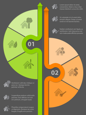 Infographic design with various house icons and optionsのイラスト素材
