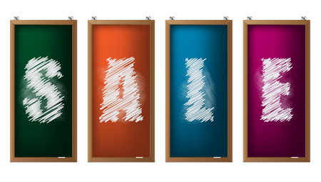 Chalckboard sale labels with chalk drawn sale textのイラスト素材