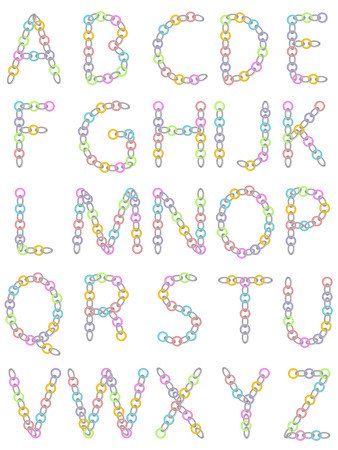 Abc from colored and metallic chain on whiteのイラスト素材