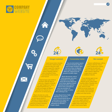 Classy website template design with world map and vivid colorsのイラスト素材