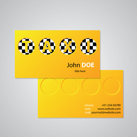 Taxi business card design with cutout checkered taxi textのイラスト素材