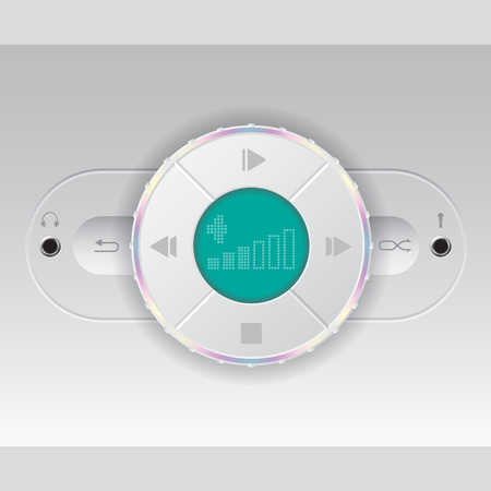 Simplistic car audio dashboard with turquoise lcd displayのイラスト素材