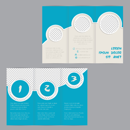 Cool ring design tri-fold brochure template design with image containersのイラスト素材