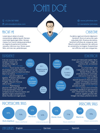 Modern curriculum vitae resume cv design in blue and whiteのイラスト素材