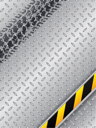 Abstract industrial background design with grunge tire track and striped barのイラスト素材