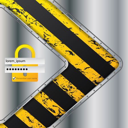 Industrial login screen design with grunge warning elementsのイラスト素材