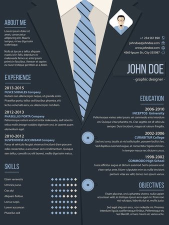 Cool resume cv curriculum vitae template design with business suit backgroundのイラスト素材