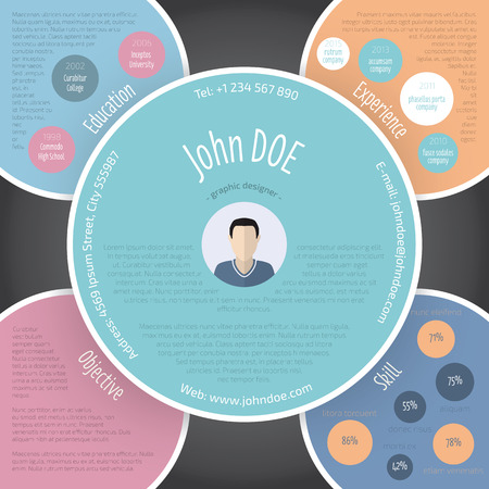 Colorful circles resume curriculum vitae cv template designのイラスト素材