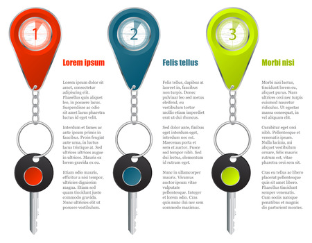 Key and keyholder infographic design with colors and optionsのイラスト素材