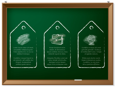 Hand drawn discount label set on chalkboard with symbols and textのイラスト素材