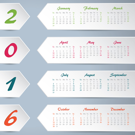 New calendar design with white arrows for 2016のイラスト素材