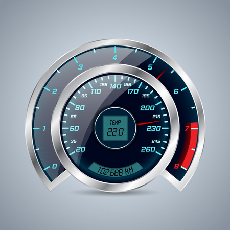 Cool shiny speedometer with big rev counterのイラスト素材