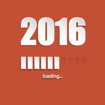 Flat new year 2016 loading background design with orange backgroundのイラスト素材
