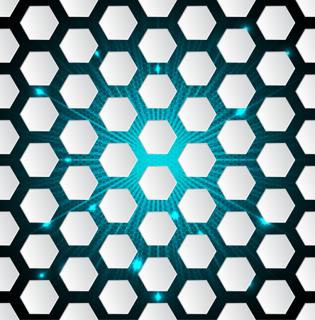 Abstract seamless hexagon pattern background with 3d and bursting effectのイラスト素材