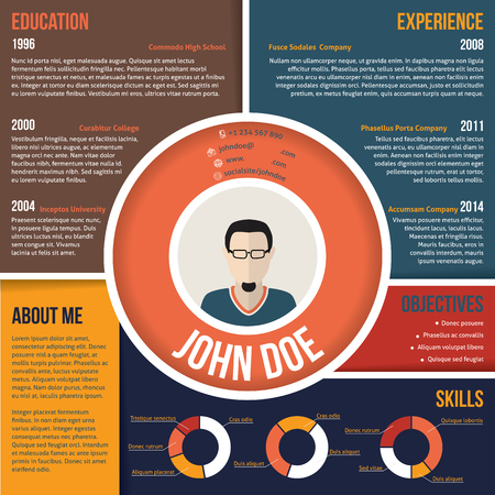 Modern colorful areas curriculum vitae cv resume template designのイラスト素材