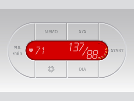 Digital blood pressure monitor with red lcdのイラスト素材