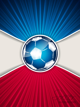 Abstract blue red soccer brochure template with bursting scribbled ballのイラスト素材