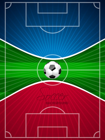 Abstract blue red soccer brochure template with ball and fieldのイラスト素材