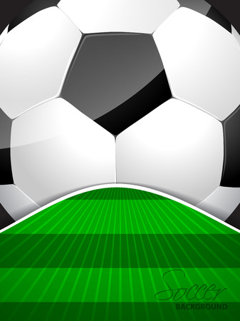 Abstract soccer brochure template with huge ball and bursting fieldのイラスト素材