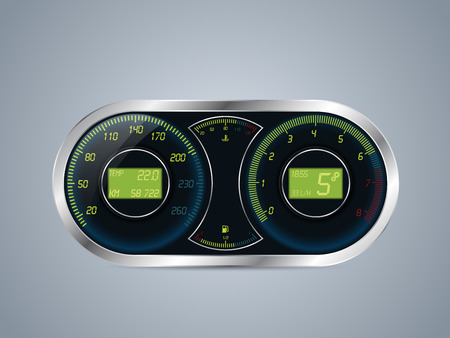 Shiny metallic speed meter and rev counter designのイラスト素材