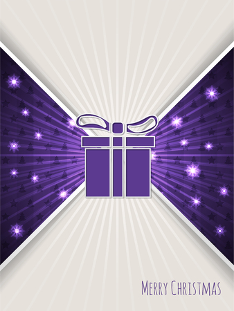 Christmas greeting card design with bursting purple christmas giftのイラスト素材