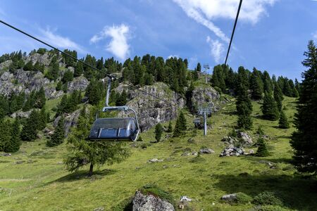 San Pellegrino Pass, Moena , Trentino Alto Adige, Alps, Dolomites, Italy: Landscape at the San Pellegrino Pass 1918 mの写真素材