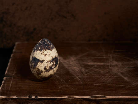Raw quail egg in closeup view. Quail eggs are more nutritious and healthier than chicken eggs. Quail...