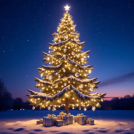 Abstract glowing Christmas tree design for modern creative festive projects.の素材