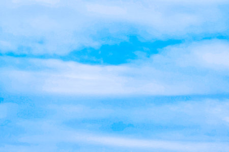 Beautiful blue sky background with tiny cloudsの写真素材