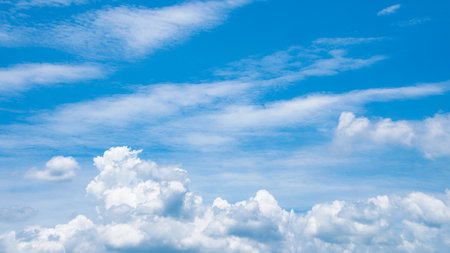 Beautiful blue sky background with tiny clouds