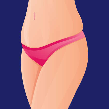 Perfect slim toned young body of the girl. sporty woman in sportswear, shorts butt icon for mobile apps, slim body, vector illustration.のイラスト素材