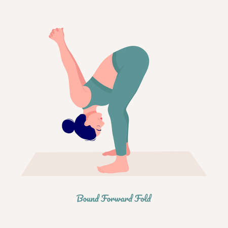 Bound Forward Fold. Young woman practicing Yoga pose. Woman workout fitness, aerobic and exercises....