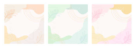 Set of social media post and web internet ads design templates. Abstract creative backgrounds in...