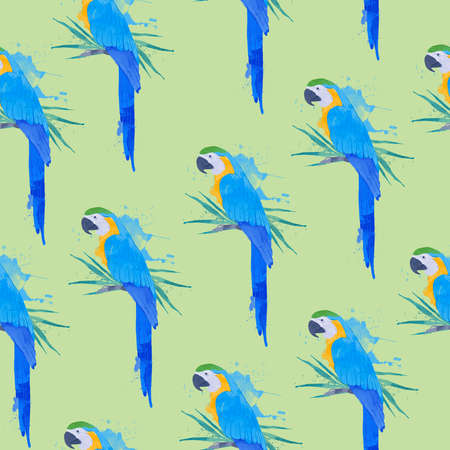 Beautiful seamless tropical pattern with parrot  bird. Abstract tropical summer texture, Elegant template for fashion printsの写真素材