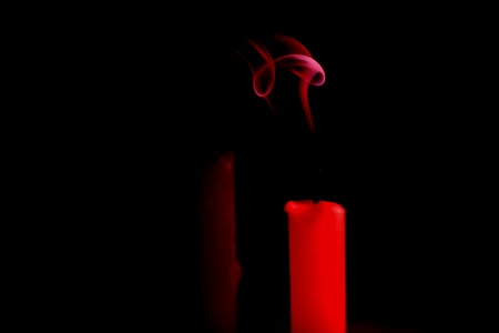 A candle , which was just put out .の写真素材