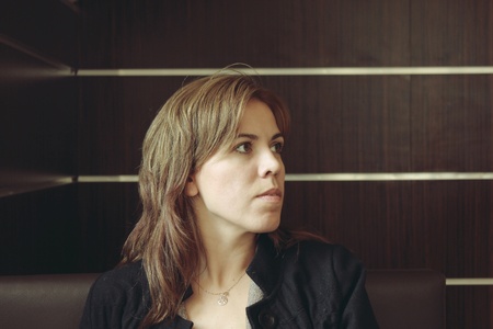 portrait of a girl in retro styleの写真素材